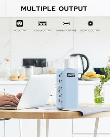 SinKeu 24000mAh Portable Charger Power Bank, 88Wh Portable Power Bank with AC Outlet, QC 3.0 USB/USB-C, DC Output, Led Flashlight, Portable Battery Charger for Home Camping Travel Power Backup - Image 3