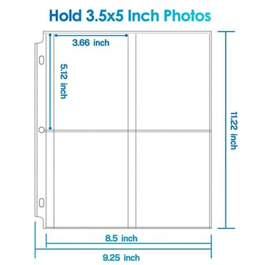 MaxGear 3.5 x 5 Photo Sleeves 30 Pack for 3 Ring Binder, Heavy-Duty Archival Photo Page Protectors Holds 240 Pictures, 4-Pocket Clear Picture Album Refill Pages - Image 2