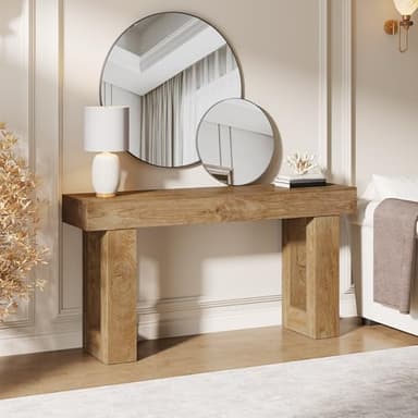 Tribesigns 63-Inch Long Console Table, Wooden Rectangular Sofa Table Behind The Couch, Farmhouse Entryway Table for Entrance, Hallway, Living Room (Natural) - Image 8