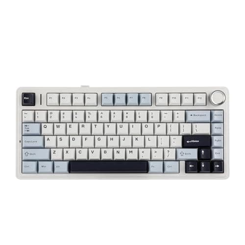 EPOMAKER x Aula F75 Gasket Mechanical Keyboard, 75% Wireless Hot Swappable Gaming Keyboard with Five-Layer Padding&Knob, Bluetooth/2.4GHz/USB-C, RGB (Light Blue, Graywood V3 Switch) - Image 1