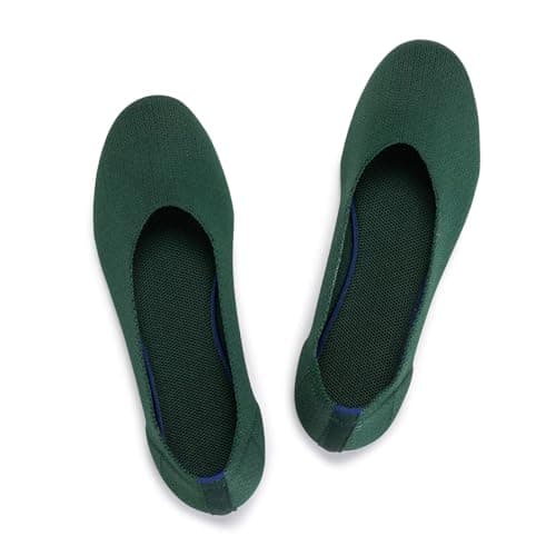 Frank Mully Women's Knit Ballet Flat Round Toe Flat Shoes Slip On Classic Low Wedge Ballerina Shoes Green, 8 - Image 1