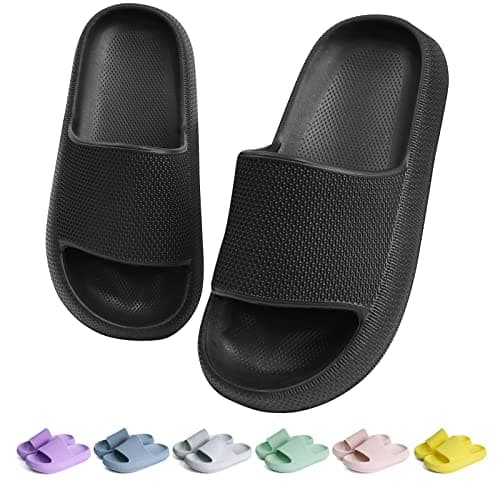 KOUECI Kids Cloud Slides Boys Girls Shower Slippers Slip on Slide Sandals Non-slip Summer Beach Pool Shoes(Black,6 Big Kids) - Image 1