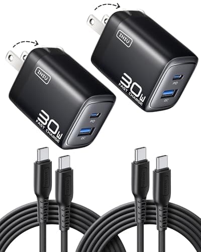 INIU USB C Charger Block, 2-Pack 30W PD Fast Charging, [USB-C + USB-A] iPhone 16 Charger with Foldable Plug, GaN Tech Type C Power Adapter for iPhone 16, 15 Pro Max, Samsung S25, S24, iPad Pro etc - Image 1