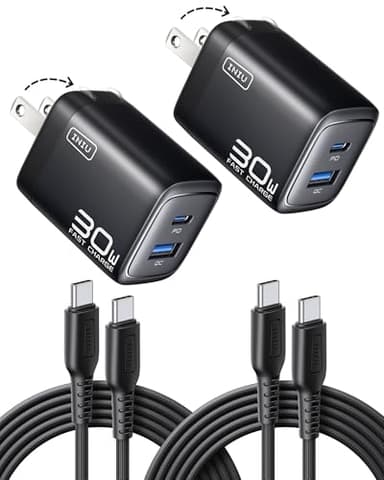 INIU USB C Charger Block, 2-Pack 30W PD Fast Charging, [USB-C + USB-A] iPhone 16 Charger with Foldable Plug, GaN Tech Type C Power Adapter for iPhone 16, 15 Pro Max, Samsung S25, S24, iPad Pro etc - Image 1