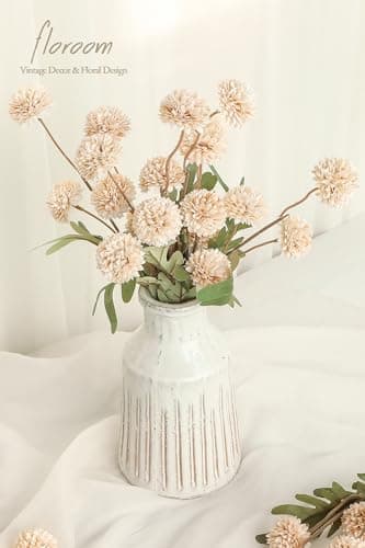 Floroom 5pcs Beige Faux Silk Mums Artificial Flowers, Bulk Fake Small Mini Chrysanthemums with Stems for DIY Champagne Wedding Centerpieces Floral Arrangements Vase Fillers Home Decorations - Image 2