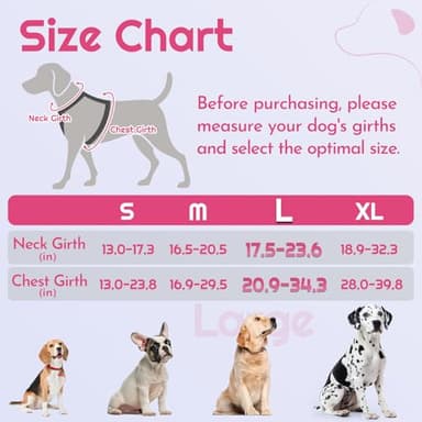 Eagloo Dog Harness for Large Dogs, Easy Wearing with 3 Buckles, Adjustable No Pull Pet Harness with 2 Rings for Walking, No Chock Reflective Soft Padded Vest with Control Handle, Pink & Black, L - Image 2