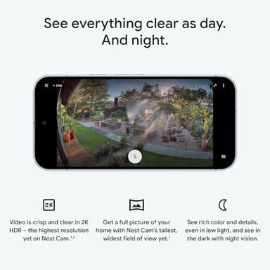 Google Nest Cam Outdoor (Wired, 2nd Gen) - Security Camera with 2K Video and Gemini, Night Vision, 2-Way Audio - Works with Google Home - 2025 Model - Snow - Image 6