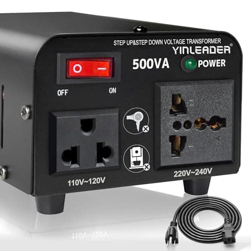 Yinleader 500W Voltage Transformer Power Converter(110V to 220V, 220V to 110V) Step Up/Down Converter 110/120 Volt - 220/240 Volt w/US Power Cord [300W Continuous Power] - Image 1