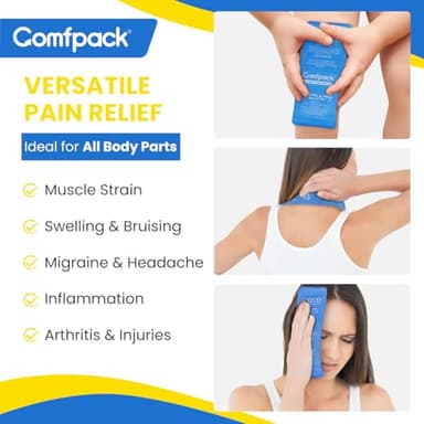 Comfpack Soft Ice Packs for Sports Injuries, Long Lasting Multipurpose Gel Ice Pack with Dual Temperatures for Muscle Pain Relief & Strains, Handheld Design Cold Pack for Head, Shoulder, Knee, Ankle - Image 7