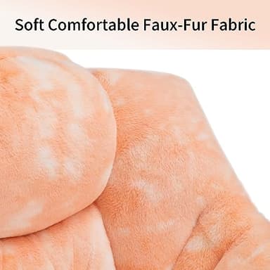 HollyHOME Lazy Chair with Foldable Ottoman, Accent Comfy Lounge Armchair and Folding Footrest Stool, Leisure Sofa Reading Chair and Footstool for Living Room, Bedroom, Dorm,Faux Fur Peach - Image 7