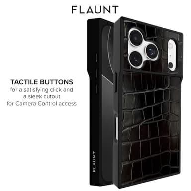 Flaunt Official Square Protective Case - Compatible with iPhone 17 Pro Max - Compatible with MagSafe & Wireless Charging - Drop-Tested & Shockproof - (Black Crocodile) - Image 5