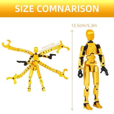 SENROELECTRONAGE T13 Action Figure Assembly Completed, Upgraded 3D Printed T13 Action Figure, The Dummy 13 is Very Suitable for Office Desks and Birthday Cake Decorations (Yellow) - Image 2