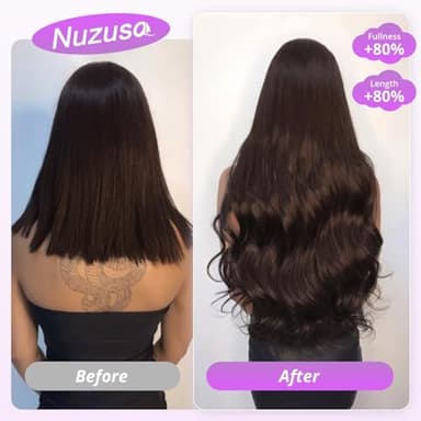 Nuzusa Clip in Hair Extensions Real Human Hair,100% Seamless Invisible Remy Human Hair Silky Straight,Clip Extensions for Women, 8pcs Per Set with Double Weft,2 Dark Brown,26inch 130g/4.6oz - Image 7