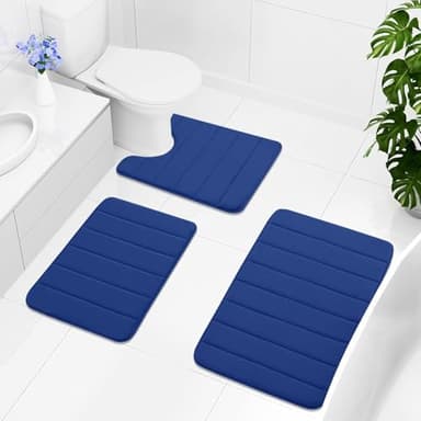 Buganda Memory Foam Bath Mat, 47" x 32", Ultra Soft and Non-Slip Bathroom Rugs, Water Absorbent and Machine Washable Bath Rug Runner for Bathroom, Shower, and Tub, Navy Blue - Image 8