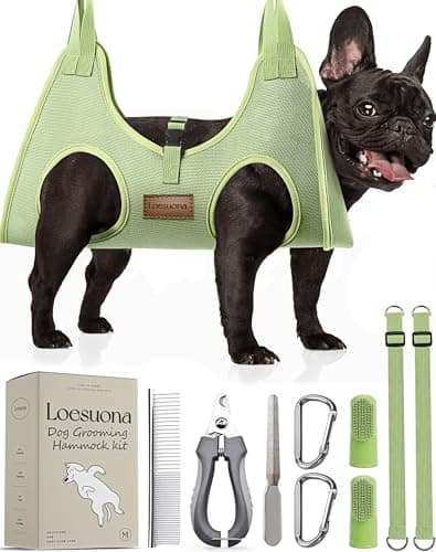 Loesuona Dog Grooming Hammock – for Dogs Cat Grooming Hammock,Dog Sling for Nail Trimming with Dog Nail Clippers for Small Dogs,Dog Hammock for Nail Trim,Dog Hanging Harness for Nail Trimming - Image 1