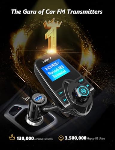 Nulaxy Car Bluetooth FM Transmitter [2024 Upgraded], 1.44" Display Flexible Gooseneck, Handsfree Call Wireless Music Stereo Audio Player Radio Adapter Car Kit USB Phone Charger, TF SD Card AUX-KM18 - Image 2