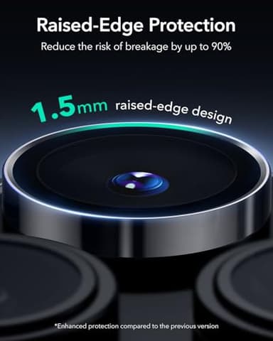 ESR 2 Pack for iPhone 17 Pro Max/17 Pro/16 Pro Max/16 Pro/15 Pro Max/15 Pro/14 Pro Max/14 Pro Camera Lens Protector, Ultra-tough HD Individual Lens Protectors, Ultra-thin Tempered Glass, Black - Image 3