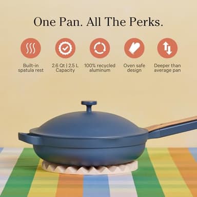 Our Place Always Pan 2.0-10.5” (2.6 Qt) Nonstick, Toxin-Free Ceramic Cookware | Patented 10-in-1 Aluminum Frying & Sauté Pan | Safe for Oven, Induction & All Cooktops up to 450°F | Blue Salt - Image 2