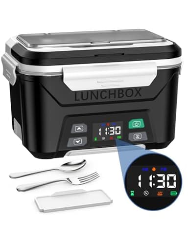 EAST OAK Cordless Electric Lunch Box for Adults, Heated Lunch Box Battery Powered with Automatic Heating, 5.5 Cups Portable Food Warmer with Removable Tray Divider - Image 1