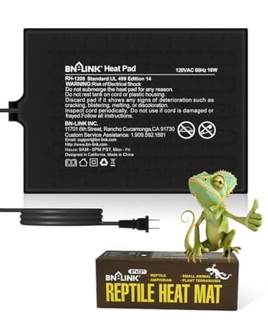 BN-LINK Reptile Heat Pad 8"X12" 16W for 30-40gal Under Tank Terrarium Heating Mat Waterproof for Turtle, Lizard, Frogs, Snake, Hermit Crab - Image 1