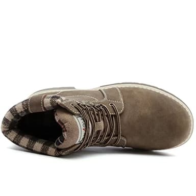 ANJOUFEMME Work Hiking Boots For Women Waterproof - Womens Outdoor Ankle Boots Lightweight Snow Winter Boots For Trekking Walking Camping FNW18-KHAKI-G-6.5 - Image 4