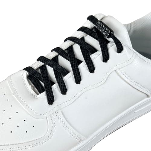 MOCATH 2 Pairs Elastic Shoe Laces for Adults & Kids No Tie Shoelaces for Sneakers Stretch Tieless Flat Shoes Strings Black 39Inch - Image 1
