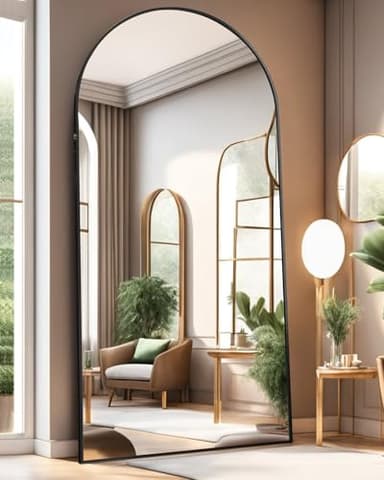 ITSRG Full Length Mirror with Stand, 41"x81" Floor Mirror Freestanding, Arched Wall Mirror, Oversized, Wall Mounted Mirror for Bedroom(Black) - Image 1