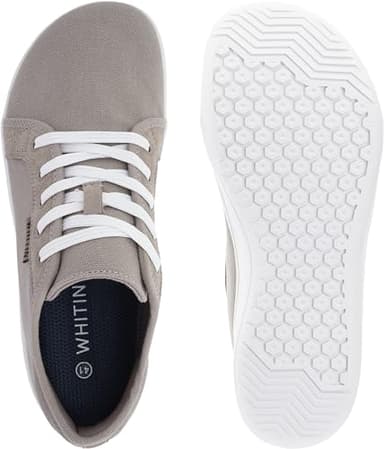 WHITIN Women's Wide Canvas Barefoot Shoes Minimalist Extra Wide Width Toe Box Fashion Sneakers Zero Drop Size 8 Walking Gym Tennis Comfy Flat Nurse Athletic Grey 39 - Image 5