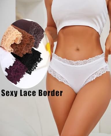 Knowyou Cotton Underwear for Women Cheeky Bikini Womens Underwear Pack Sexy Lace Wasit Hipster Brief Panties for Ladies-M - Image 5