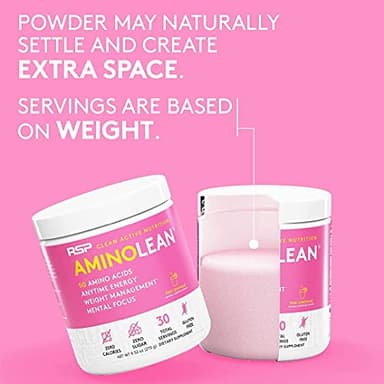RSP NUTRITION AminoLean Pre Workout Powder, Amino Energy & Weight Management with Vegan BCAA Amino Acids, Natural Caffeine, Preworkout Boost for Men & Women, 30 Serv, Pink Lemonade… - Image 9