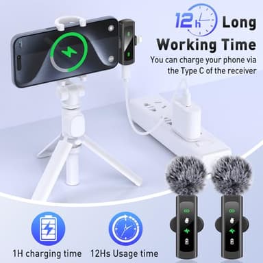 2 IN 1 Model J4 Mini Wireless Lavalier Microphone for iPhone 15 16, iOS and Android Devices - Noise Reduction Lapel Mic for Recording, Clip on Omni Lav Mic for Video Recording, Tiktok, Youtube, Vlog - Image 3