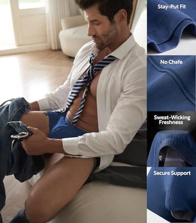 DAVID ARCHY Men's Underwear Micro Modal Dual Pouch Trunks Support Ball Pouch Bulge Enhancing Boxer Briefs for Men 4 Pack(L, Black/Charcoal/Navy/Army Green) - Image 5