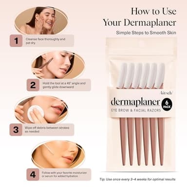 Kitsch Dermaplane Razor for Women Face – Face Razors for Women & Men, Eyebrow Trimmer & Face Shaver – Exfoliating Facial Razor & Skin Care Tool for Smoother Skin - Terracotta, 12 pcs - Image 7