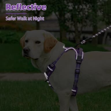 PUPTECK No Pull Dog Harness for Large, Adjustable Reflective Dog Harness with Handle Easy Control, Comfortable Soft Padded Pet Vest Harness for Large Dogs, Plaid Purple XL - Image 7