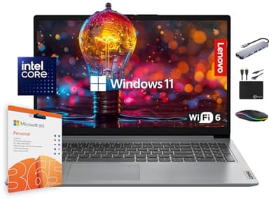 Lenovo IdeaPad Laptop Computer 2025, 15.6" Display, 20GB RAM, 1.6TB Storage (1TB SSD + 128GB eMMC + 500GB Ext), Intel Dual Core Processor, Long Battery, MarxsolAccessory, 1 Year Office 365, Win 11 - Image 1
