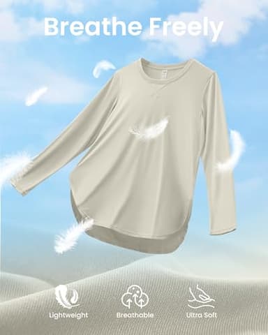 G4Free Workout Shirts for Women UPF 50+ Running Hiking UV Shirts Lightweight Soft Athletic Tee Tops(Mushroom,L) - Image 2