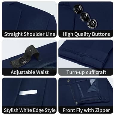 BOLADA Boys' Dark Blue Slim Fit Formal Classic 6-Piece Suit Set Size 6 Big Boys Toddler Tuxedos Suits for Kids Teen Youth Wedding Outfit Ring Bearer Outfit - Image 7