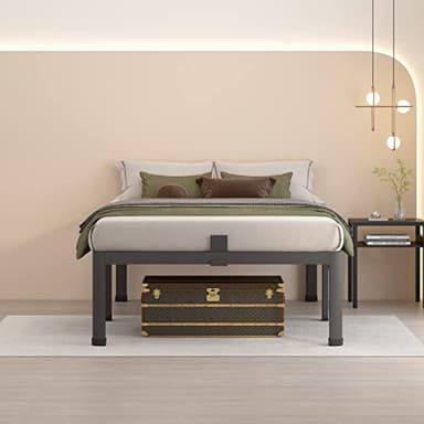 MAF 18 Inch Twin Bed Frames with Round Corner Legs Mattress Slide Stopper No Box Spring Needed Heavy Duty Metal Platform Bed Frame Under-Bed Storage Space, 3000 LBS Steel Slats Support - Image 7
