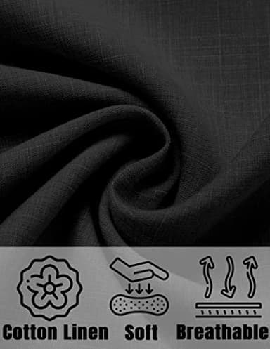 COOFANDY Men's Linen Shirts Short Sleeve Casual Shirts Button Down Shirt for Men Beach Summer Wedding Shirt Black - Image 5