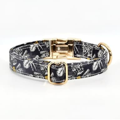 Dog Collar Bow Tie, Black Dinosaur Fossil, Wedding Birthday Accessories, Small (10" - 16") - Image 7