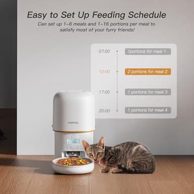 Automatic Cat Feeder - 2L Cat Food Dispenser, Timed Auto Pet Feeder with 180-day Battery Life, 1-6 Meals Per Day, 1-16 Portion, Ceramic Bowl, Desiccant Bag Keeps Dry Food Fresh, Also for Small Dogs - Image 5