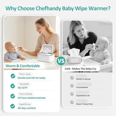 Baby Wipe Warmer, Wipe Warmer and Baby Wet Wipes Dispenser, Smart Precise Temperature Control Large Capacity Evenly Overall Heating Silence, Wipes Warmer for Babies Portable Wipe Warmer (White) - Image 3