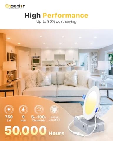 Ensenior 24 Pack 4 Inch LED Recessed Ceiling Light, Dimmable, 6000K Clear White, 750LM 9W 120V, High Brightness Canless Wafer Downlight - ETL&FCC&IC - Image 3