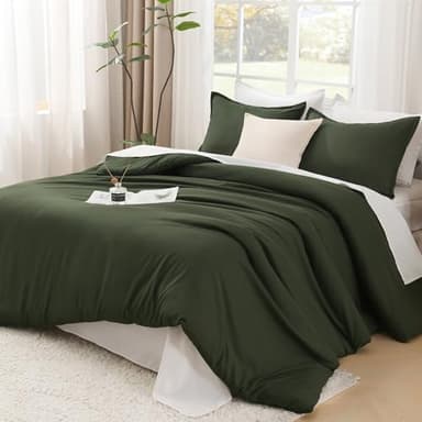 Litanika Oversized King Comforters Olive Green Super King Size, 3 Pieces Lightweight Solid Bedding Comforter Set, All Season Fluffy Bed Set (120x120In Comforter & 2 Pillowcases) - Image 2