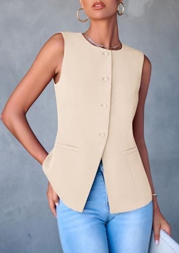 PRETTYGARDEN Women's Summer Suit Vest Tops 2026 Dressy Business Casual Sleeveless Button Down Trendy Fashion Blazer Waistcoat - Image 6