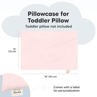KeaBabies Toddler Pillowcase 13"x18" - Organic Cotton Toddler Pillowcase for Kids, Boys, Girls, Soft & Durable Cotton Cover for Miniature Sleepy Pillows, Cute Colors, Pillow Sold Separately(Mist Pink) - Image 2