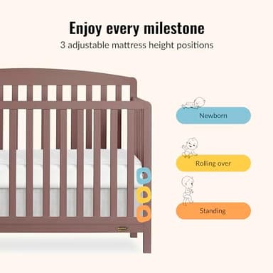 Dream On Me Odelle 5 in 1 Convertible Crib in Baltic Amber, JPMA & Greenguard Gold Certified, Converts from Baby Crib to Daybed, Toddler Bed & Full Size Bed - Image 6