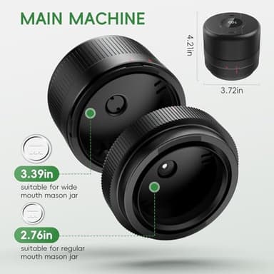 Wothfav Mason Jar Vacuum Sealer Kit, Electric Sealer for Wide, Regular Mouth Mason Jars, Portable Vacuum Sealer for Jars, Birthday Gifts for Her, Gifts for Mom, Grandma - Image 3