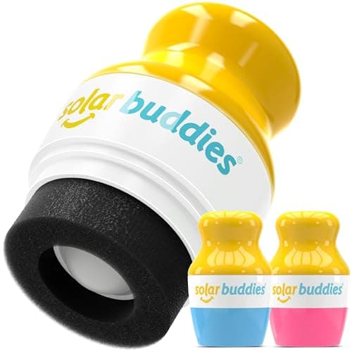 Solar Buddies Sunscreen Applicator - Blue & Pink Duo - BPA-Free Refillable Roll on Sponge Sunscreen, Suncream & Lotion Applicator For Kids, Adults & Families - Holds 3.4fl oz, Perfect Size for Travel - Image 1