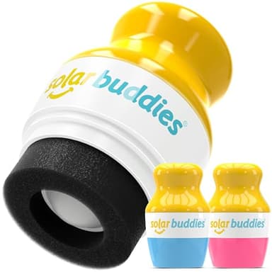 Solar Buddies Sunscreen Applicator - Blue & Pink Duo - BPA-Free Refillable Roll on Sponge Sunscreen, Suncream & Lotion Applicator For Kids, Adults & Families - Holds 3.4fl oz, Perfect Size for Travel - Image 1